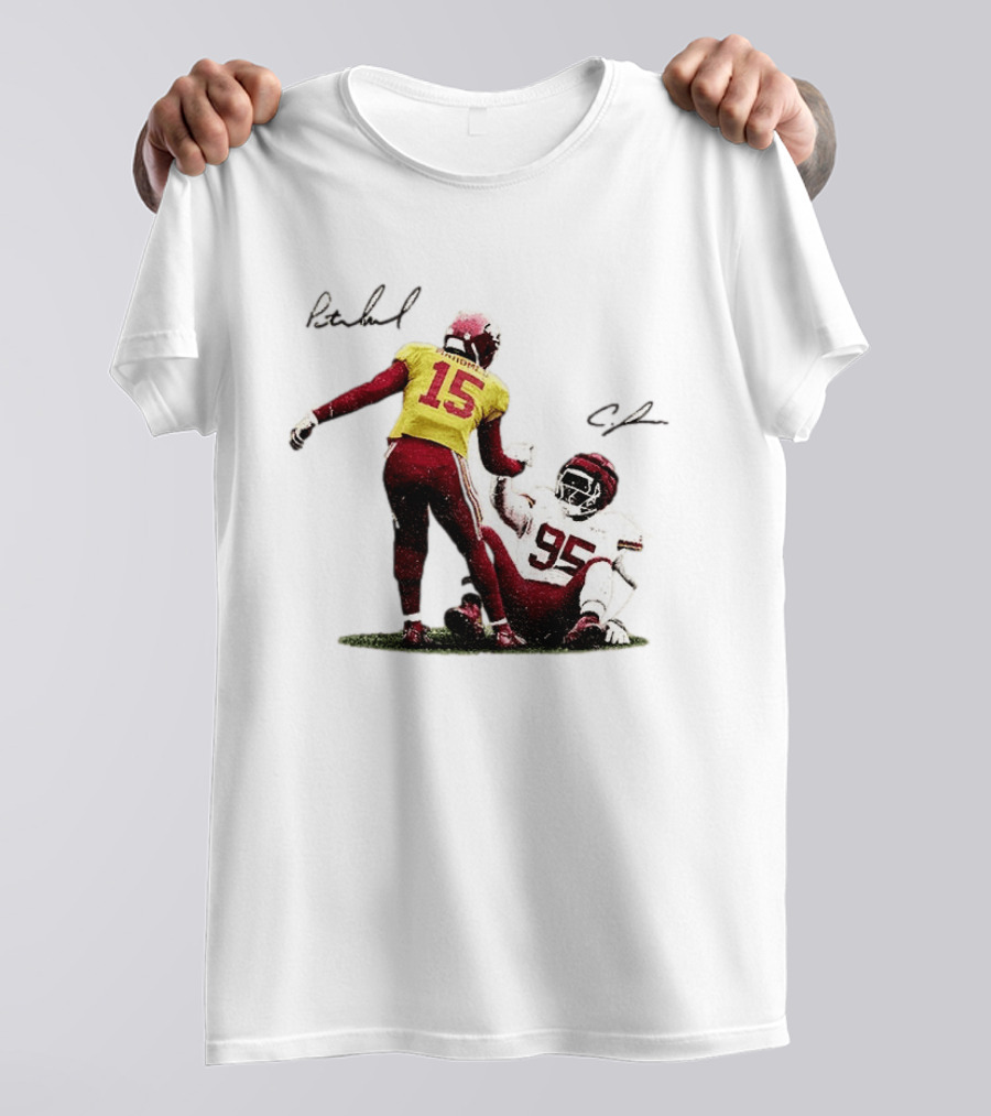 Kansas City Chiefs Mahomes 15 Jones 95 Football Player Signatures T-Shirt