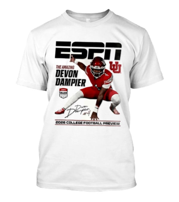 ESPN College Football 2026 Preview Devon Dampier Utah Utes T-Shirt