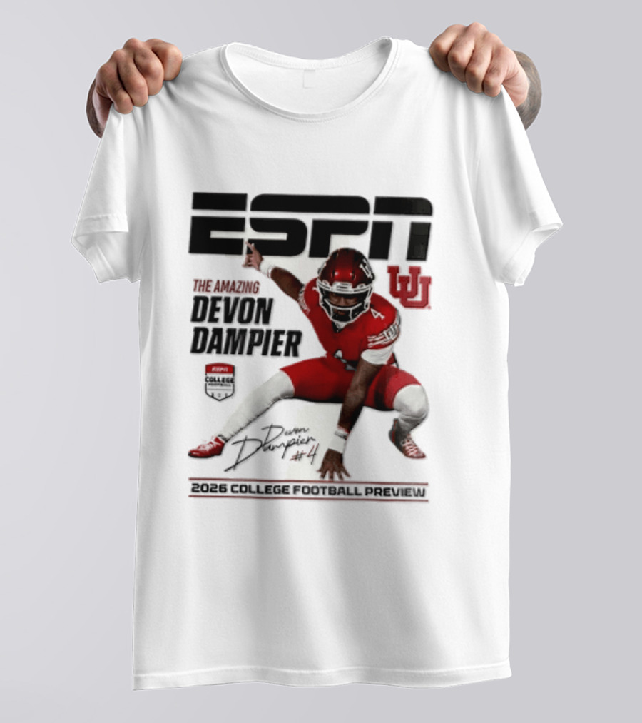 ESPN College Football 2026 Preview Devon Dampier Utah Utes T-Shirt