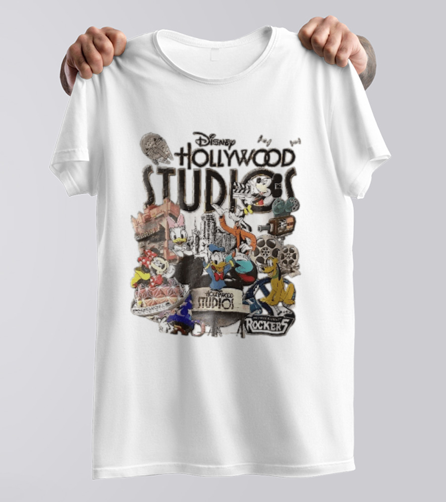 Disney Hollywood Studios G Force Records Rockers Distressed Cartoon Characters Collage T-Shirt