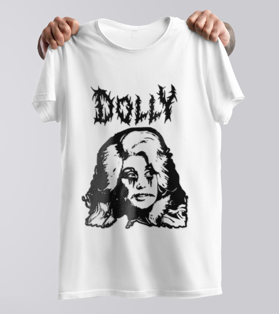 Dolly Parton Corpse Paint Bouffant Halftone Caricature T-Shirt