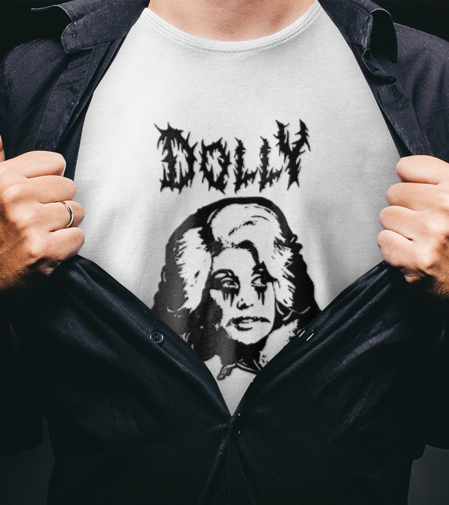 Dolly Parton Corpse Paint Bouffant Halftone Caricature T-Shirt