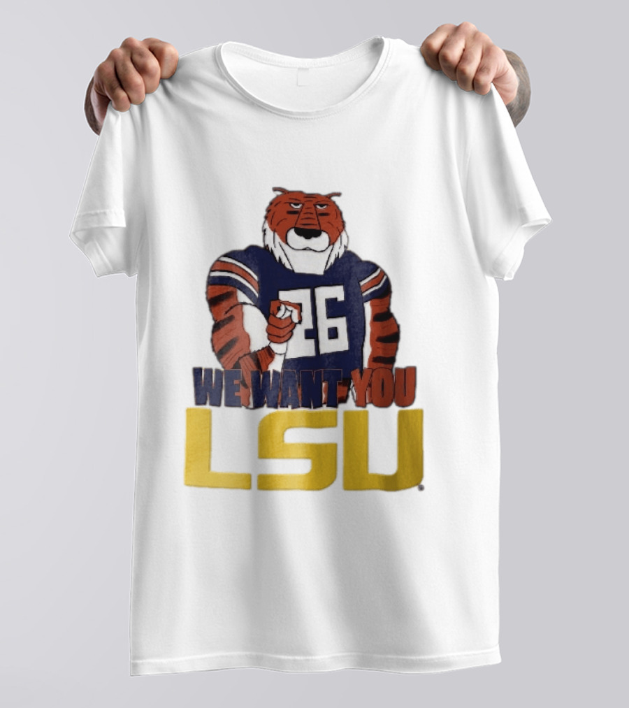 LSU Tigers We Want You Number 26 Mascot Pointing T-Shirt