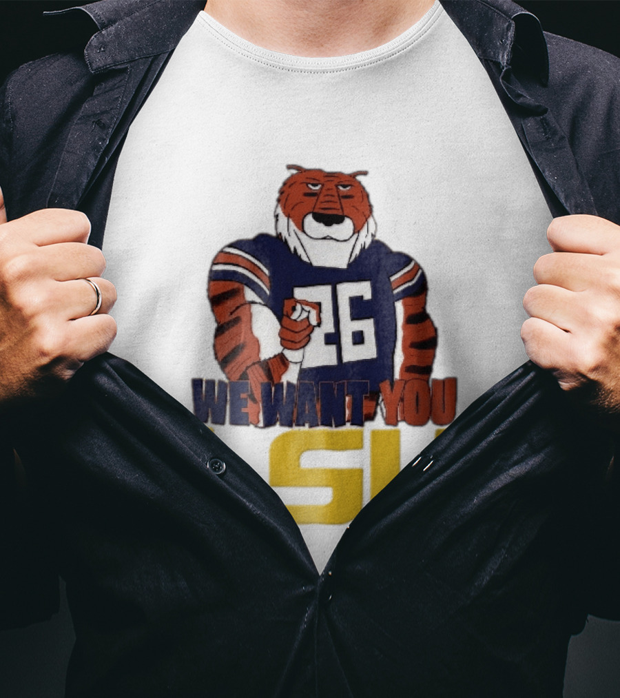 LSU Tigers We Want You Number 26 Mascot Pointing T-Shirt