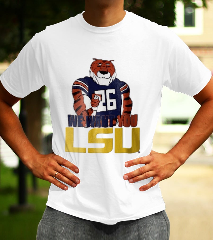 LSU Tigers We Want You Number 26 Mascot Pointing T-Shirt