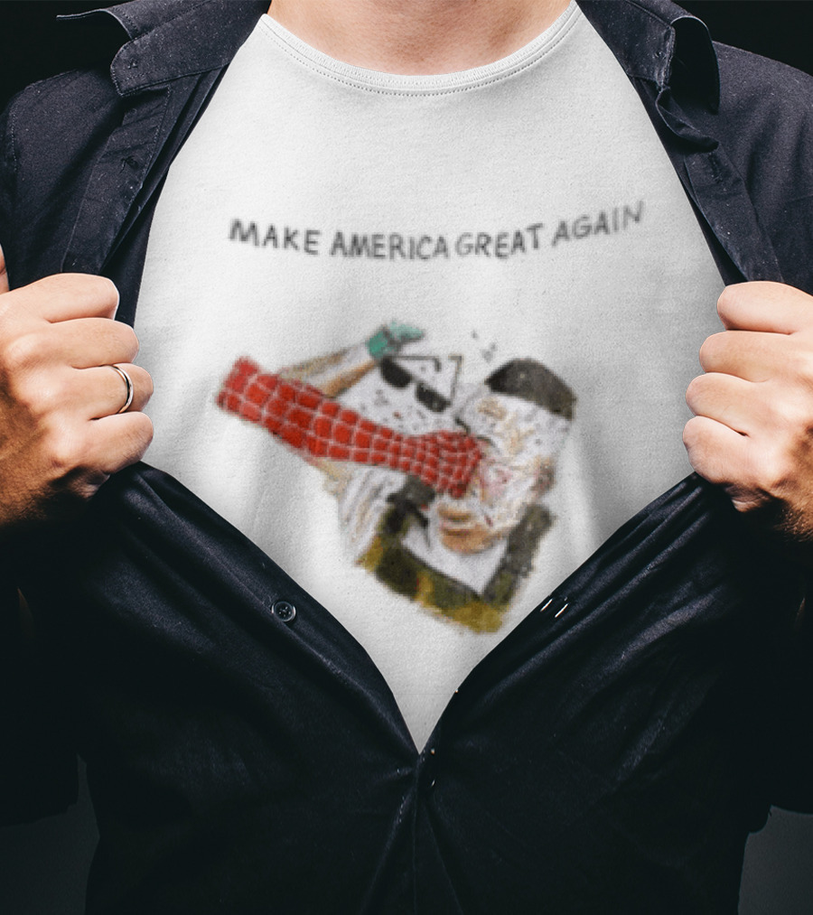 Make America Great Again Spider Man Punching Political Caricature T-Shirt