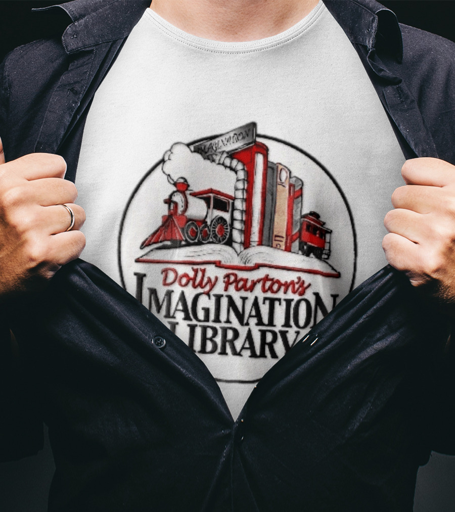 Dolly Parton's Imagination Library Steam Train And Books Oval T-Shirt