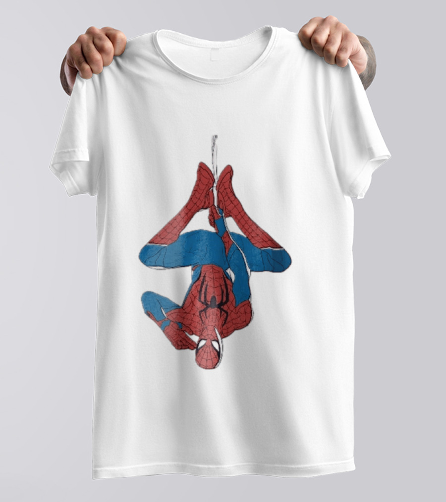 Marvel Spider Man Upside Down Hanging Web Cartoon T-Shirt