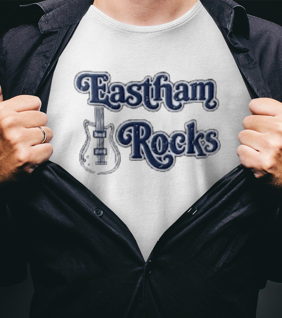 Eastham Rocks Distressed Electric Guitar Music T-Shirt