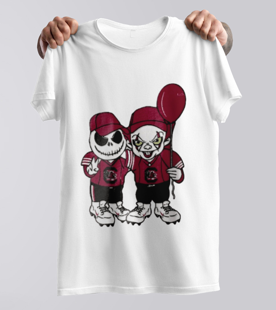 South Carolina Gamecocks NCAA Jack Skellington Pennywise Red Balloon Cartoon T-Shirt