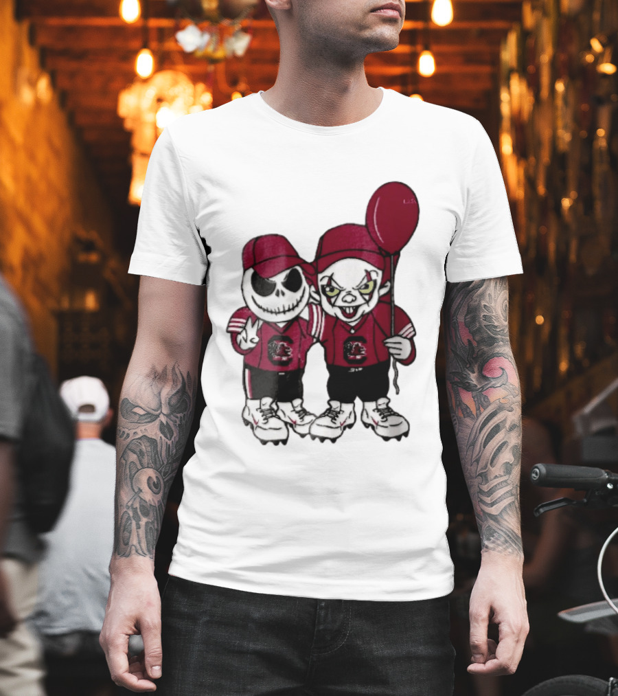 South Carolina Gamecocks NCAA Jack Skellington Pennywise Red Balloon Cartoon T-Shirt