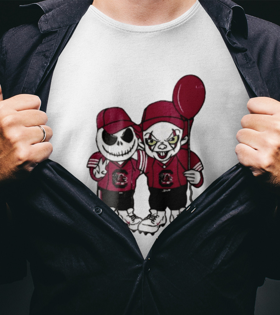 South Carolina Gamecocks NCAA Jack Skellington Pennywise Red Balloon Cartoon T-Shirt