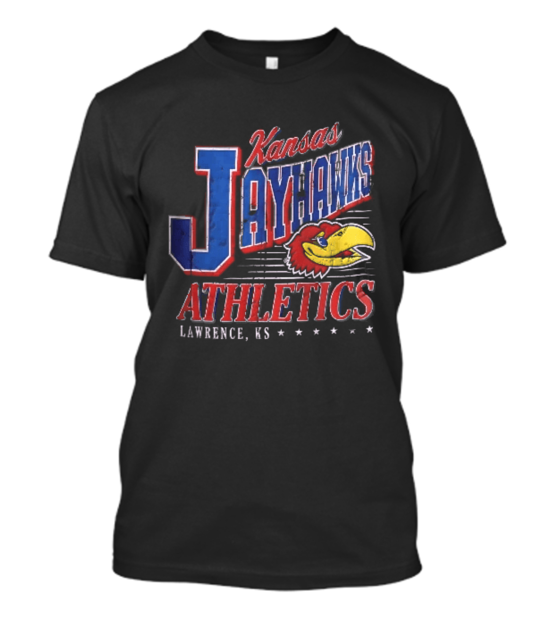 Kansas Jayhawks Athletics Lawrence KS Distressed Bird Head Stars T-Shirt