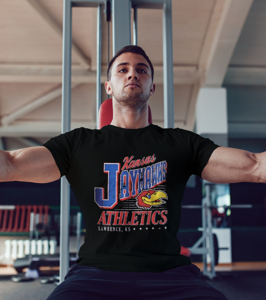Kansas Jayhawks Athletics Lawrence KS Distressed Bird Head Stars T-Shirt