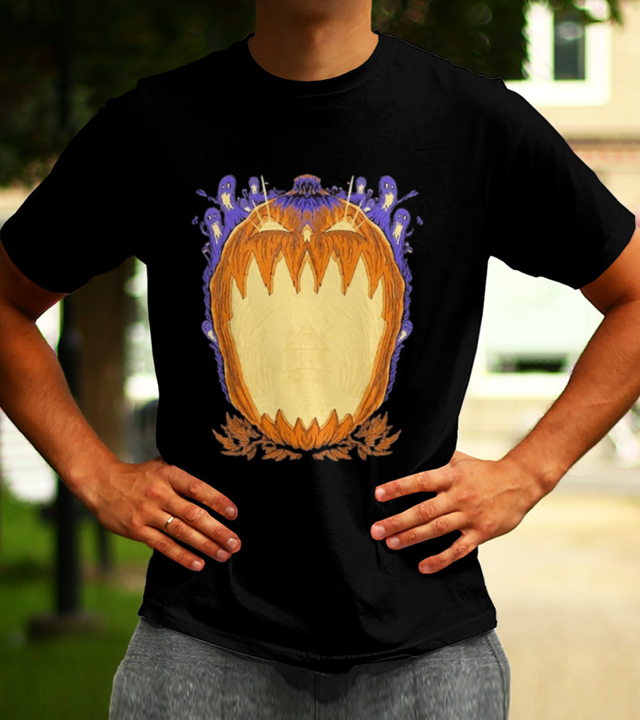 Pumpkin Ghost Haunted House Halloween Spooky Jack O' Lantern T-Shirt