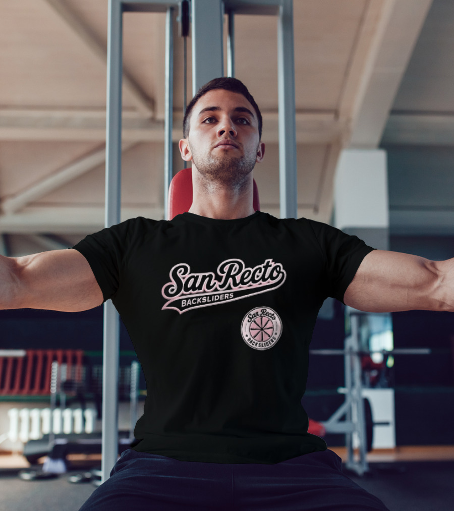 San Recto Backsliders Pink Script Circular Baseball Bat T-Shirt