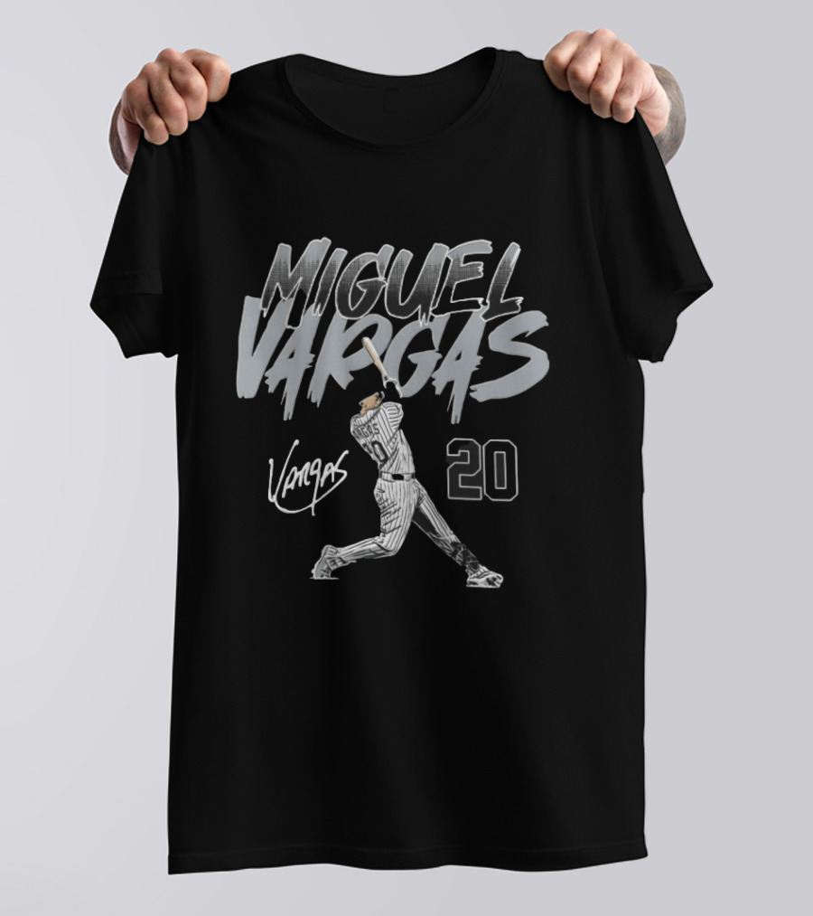 Miguel Vargas 20 Chicago White Sox Baseball Slugger Swing T-Shirt