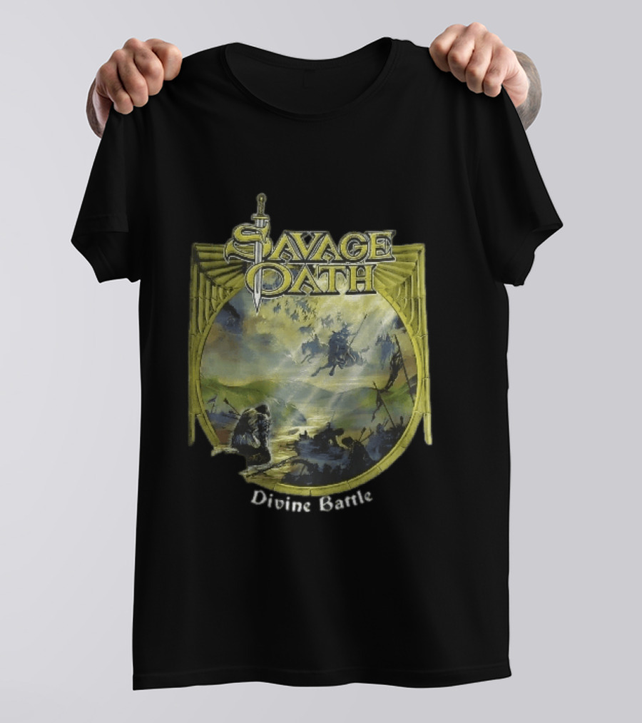 Savage Oath Divine Battle Ghostly Cavalry And Wounded Kneeling Knight T-Shirt