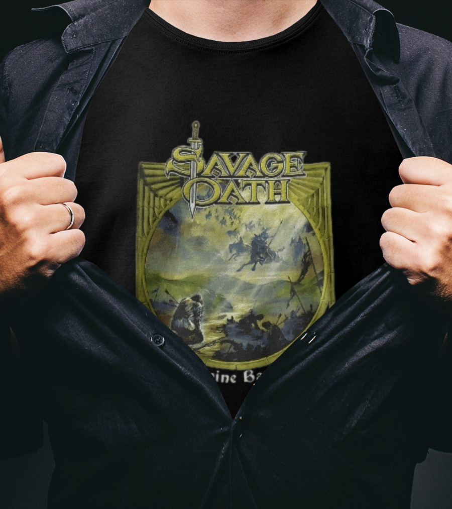 Savage Oath Divine Battle Ghostly Cavalry And Wounded Kneeling Knight T-Shirt