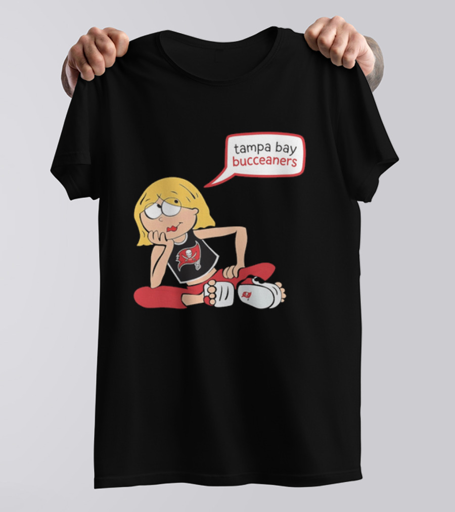 Tampa Bay Buccaneers Cartoon Blonde Girl Speech Bubble Red Pants T-Shirt
