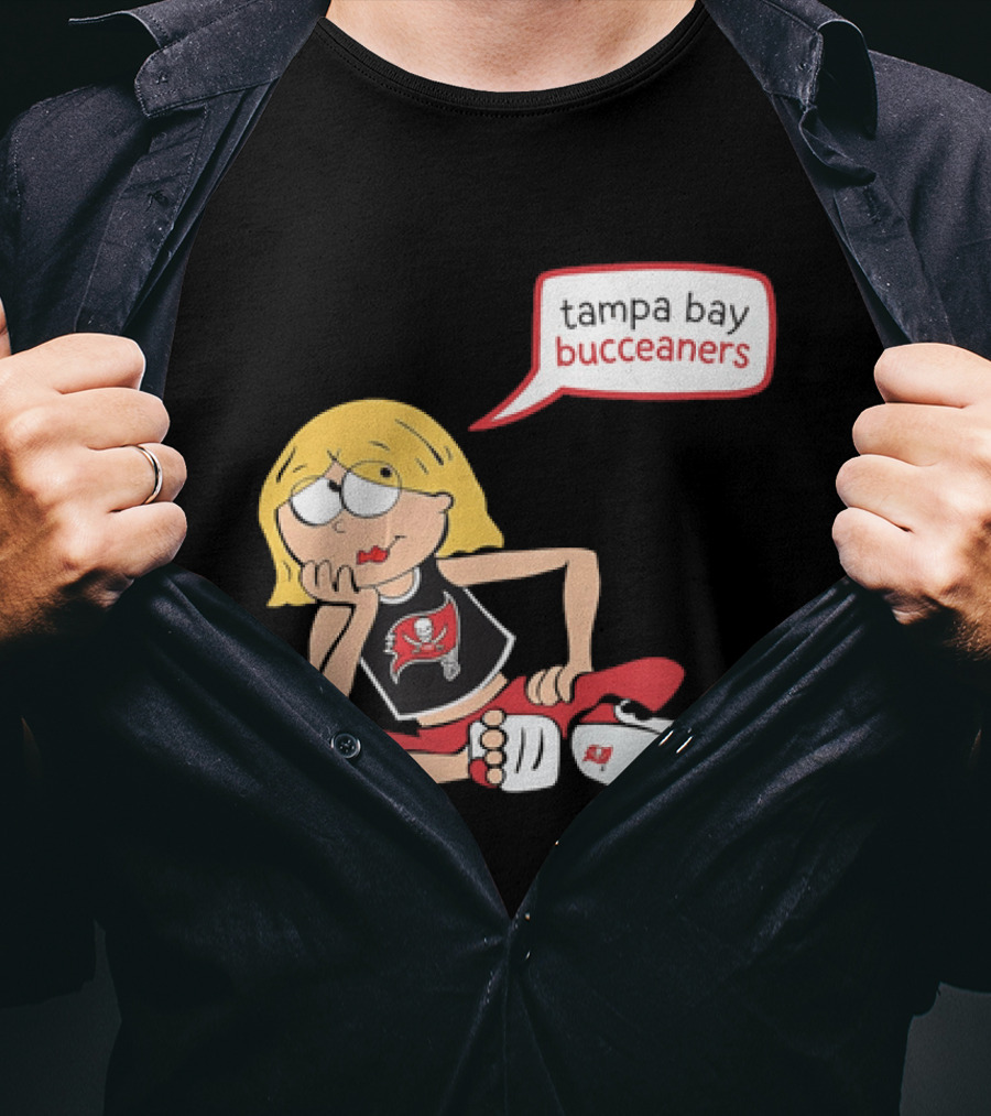 Tampa Bay Buccaneers Cartoon Blonde Girl Speech Bubble Red Pants T-Shirt