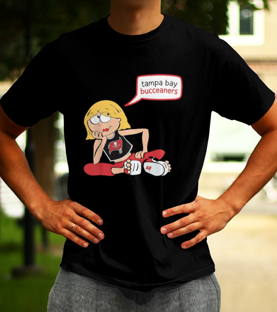 Tampa Bay Buccaneers Cartoon Blonde Girl Speech Bubble Red Pants T-Shirt