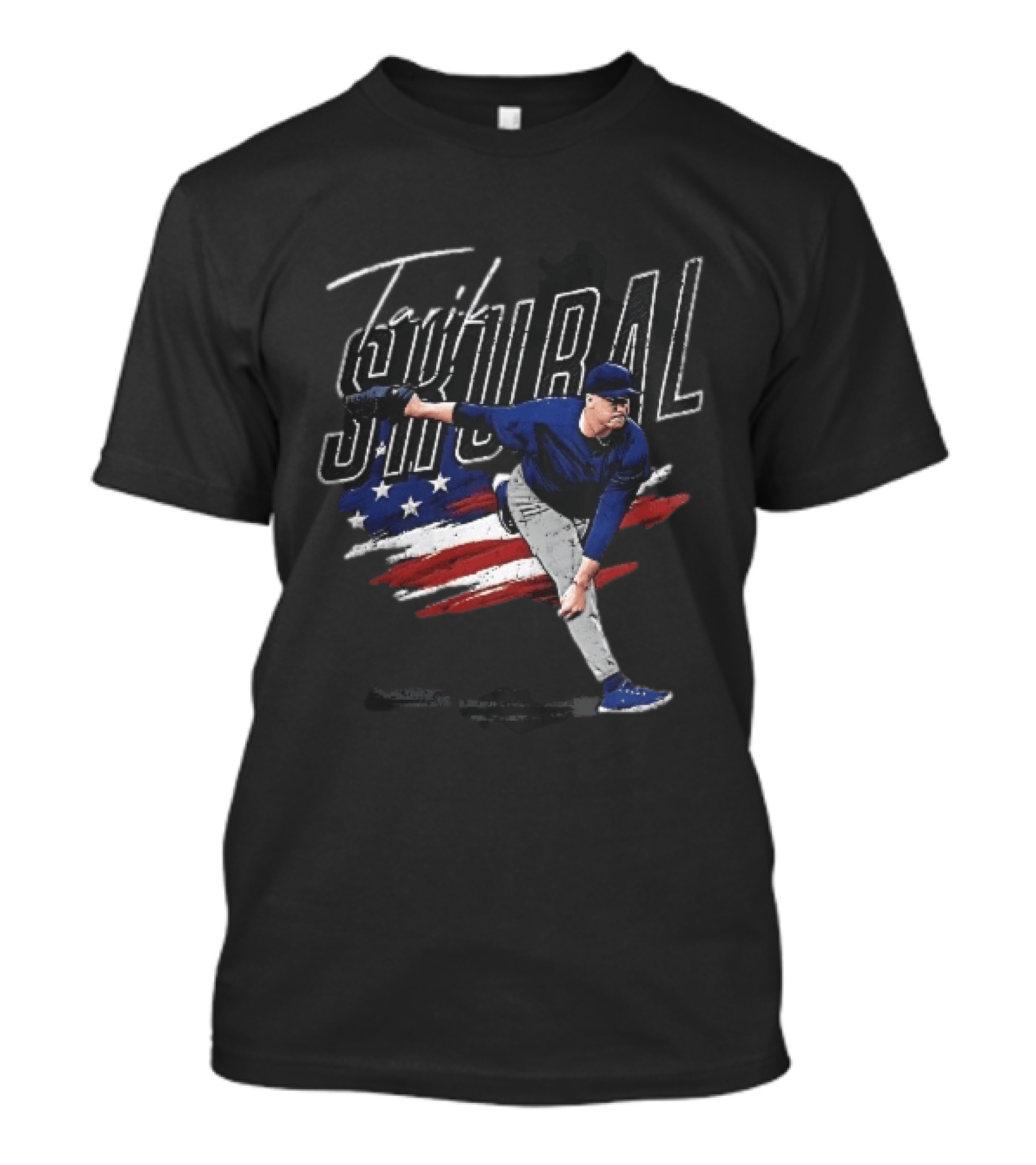 Tarik Skubal Pitching American Flag Baseball Player T-Shirt