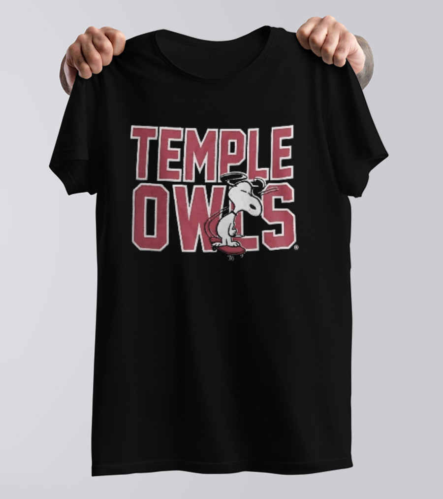 Temple Owls NCAA Snoopy Skateboarding Sunglasses T-Shirt