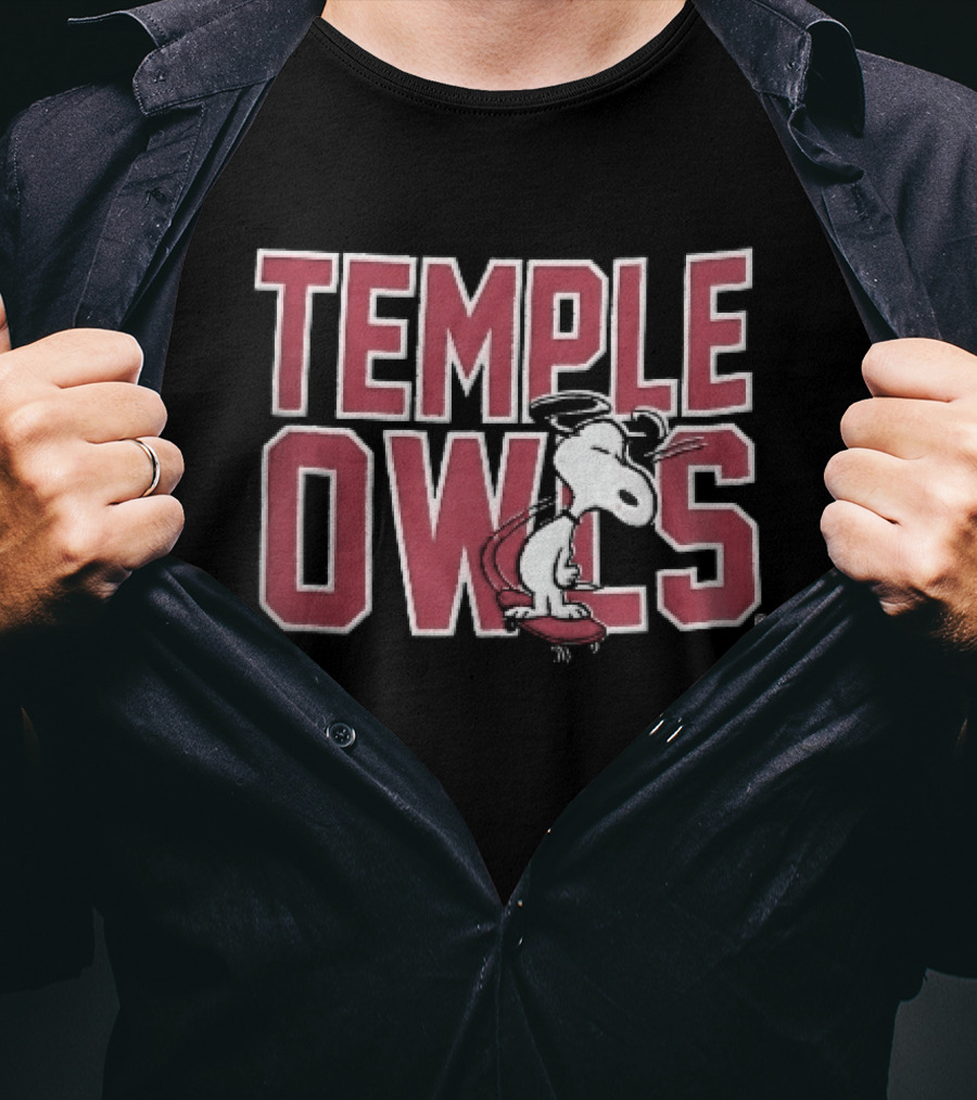 Temple Owls NCAA Snoopy Skateboarding Sunglasses T-Shirt