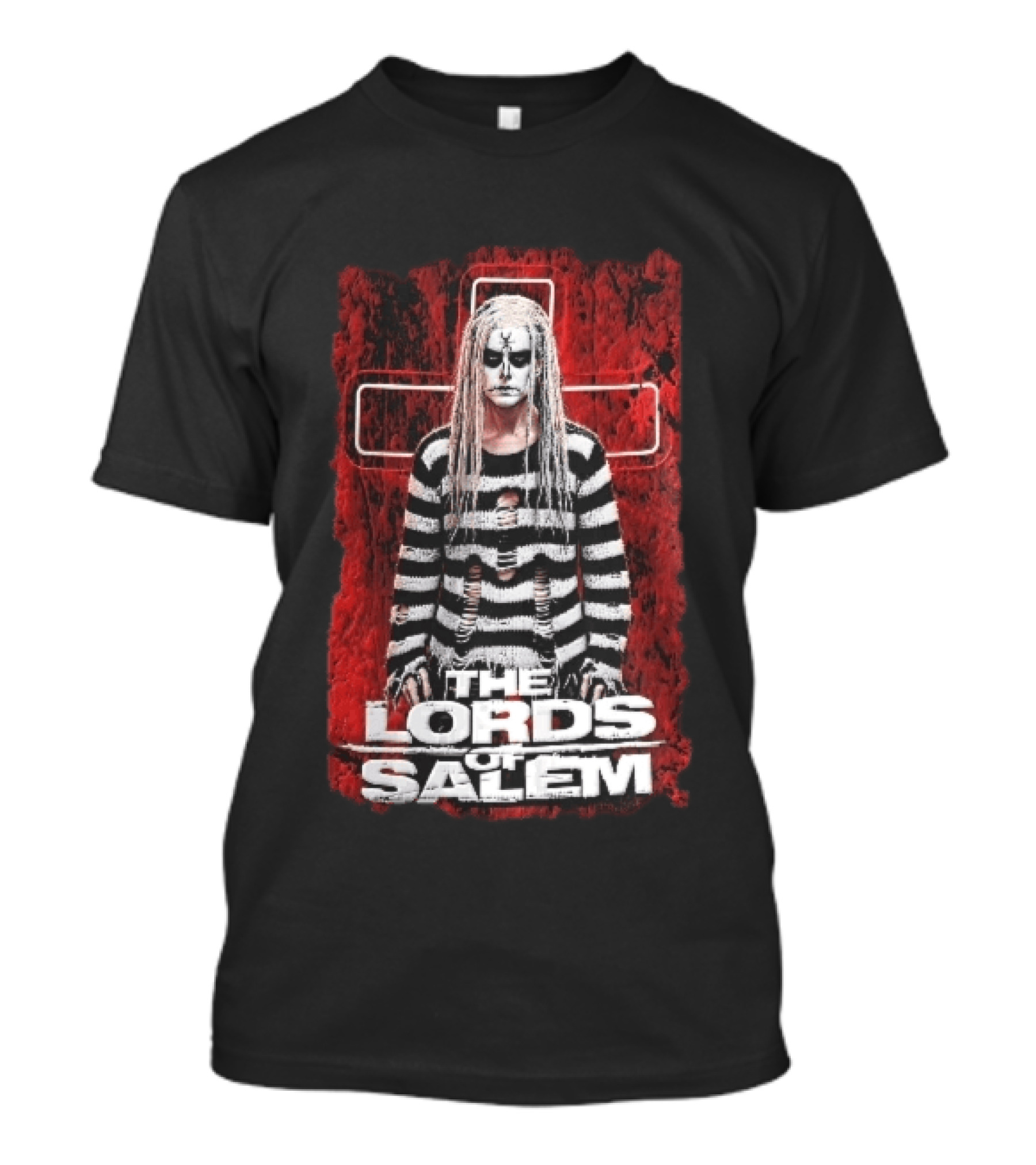 The Lords Of Salem Striped Dreadlocks Face Paint Inverted Cross T-Shirt