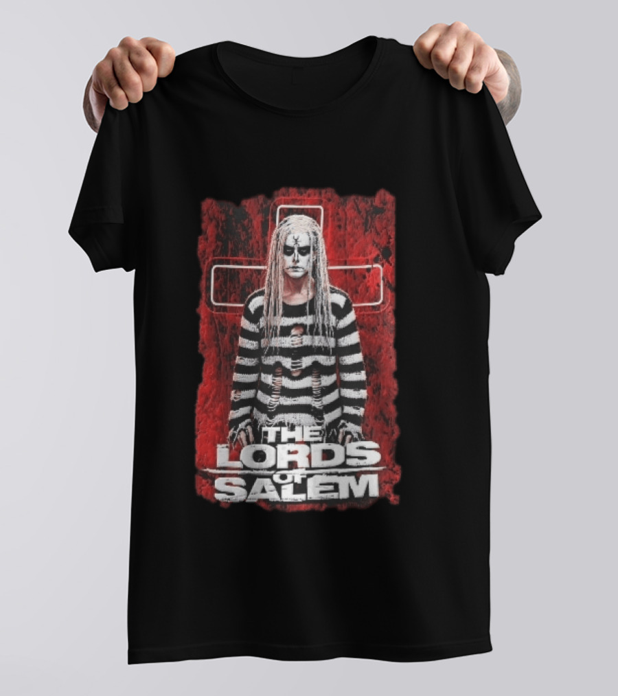 The Lords Of Salem Striped Dreadlocks Face Paint Inverted Cross T-Shirt