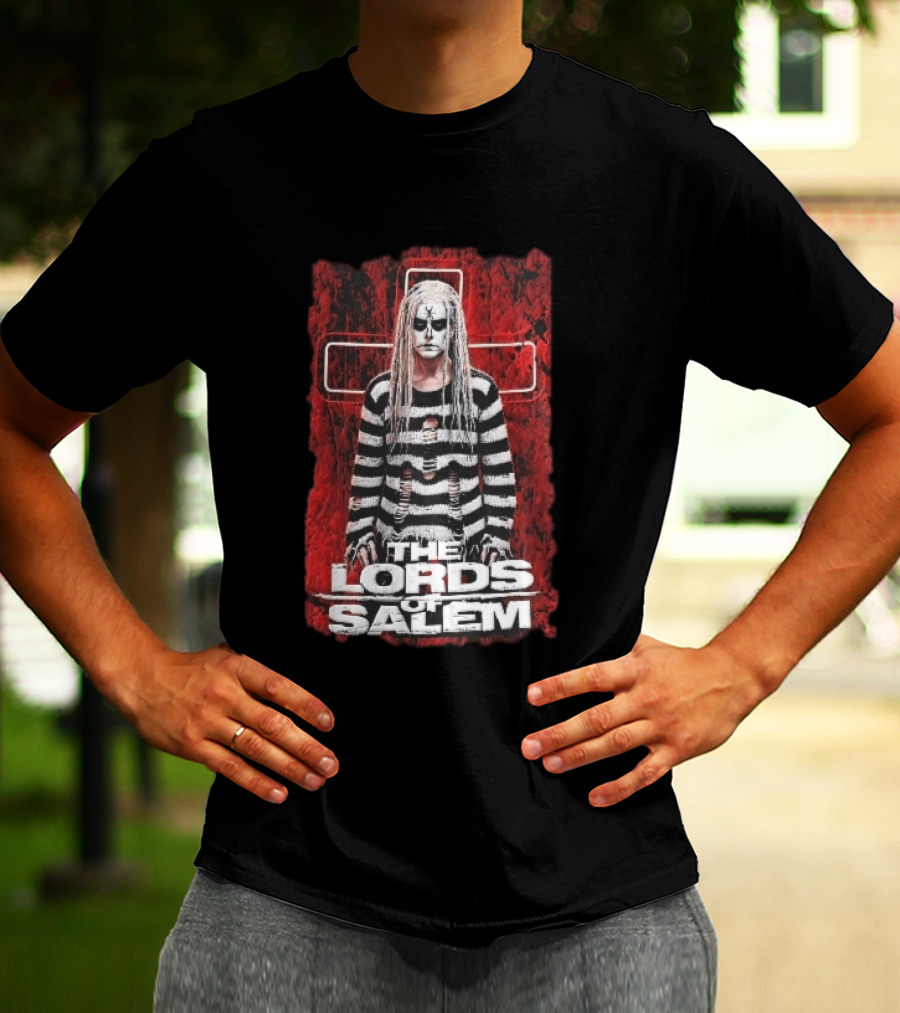 The Lords Of Salem Striped Dreadlocks Face Paint Inverted Cross T-Shirt