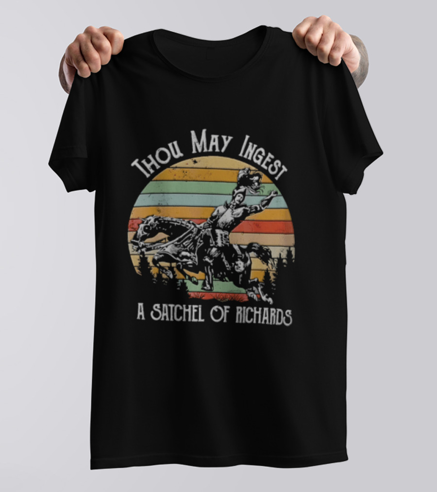 Thou May Ingest A Satchel Of Richards Knight On Horseback Retro Vintage Stripes T-Shirt