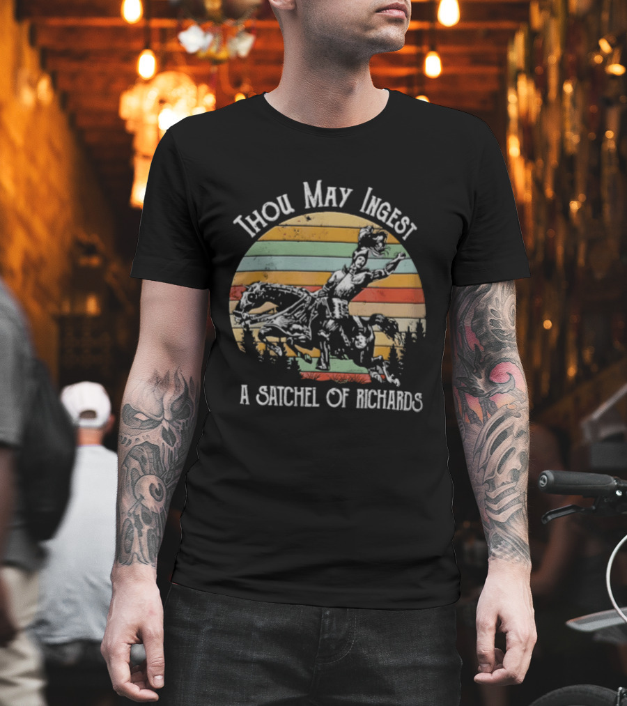 Thou May Ingest A Satchel Of Richards Knight On Horseback Retro Vintage Stripes T-Shirt