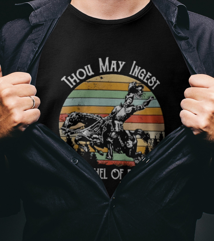 Thou May Ingest A Satchel Of Richards Knight On Horseback Retro Vintage Stripes T-Shirt
