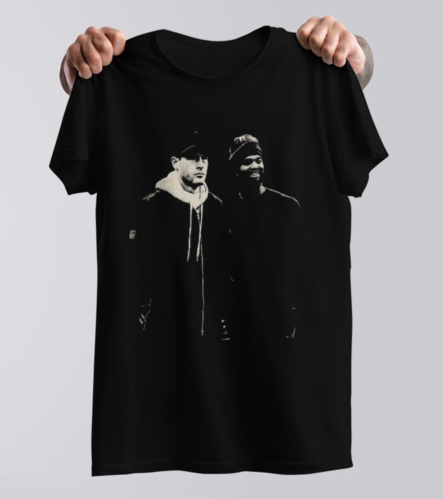 Two Men In Cap And Beanie Monochrome T-Shirt
