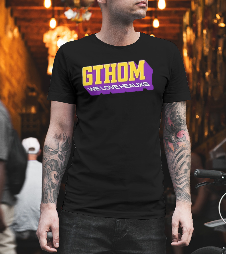 GTHOM We Love Heauxs Purple And Yellow Block Letters T-Shirt