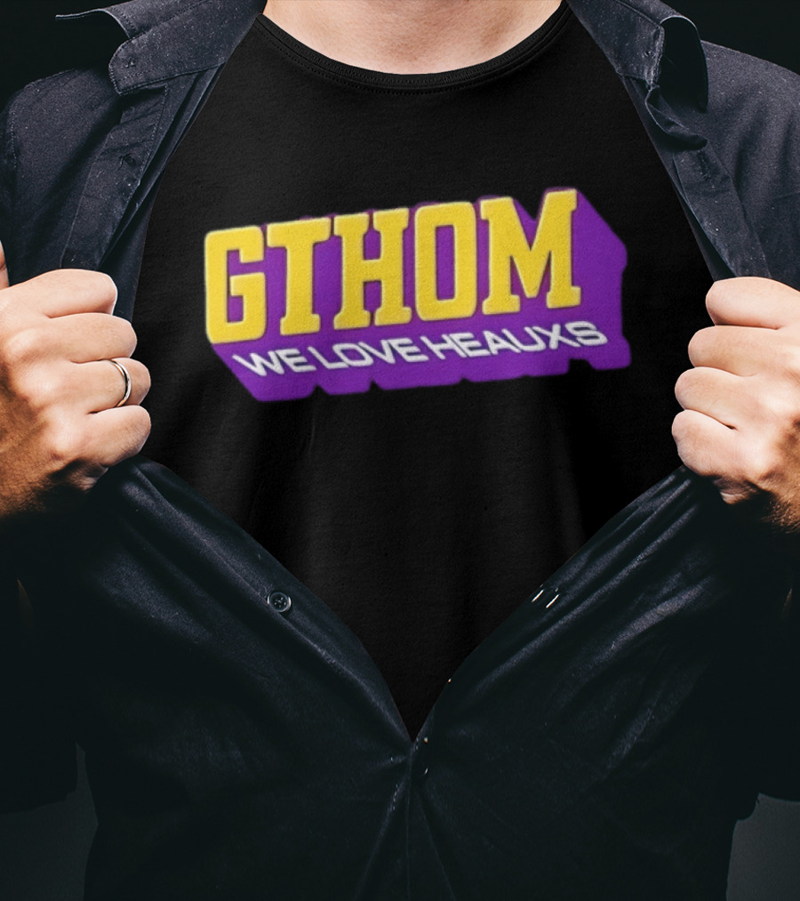 GTHOM We Love Heauxs Purple And Yellow Block Letters T-Shirt