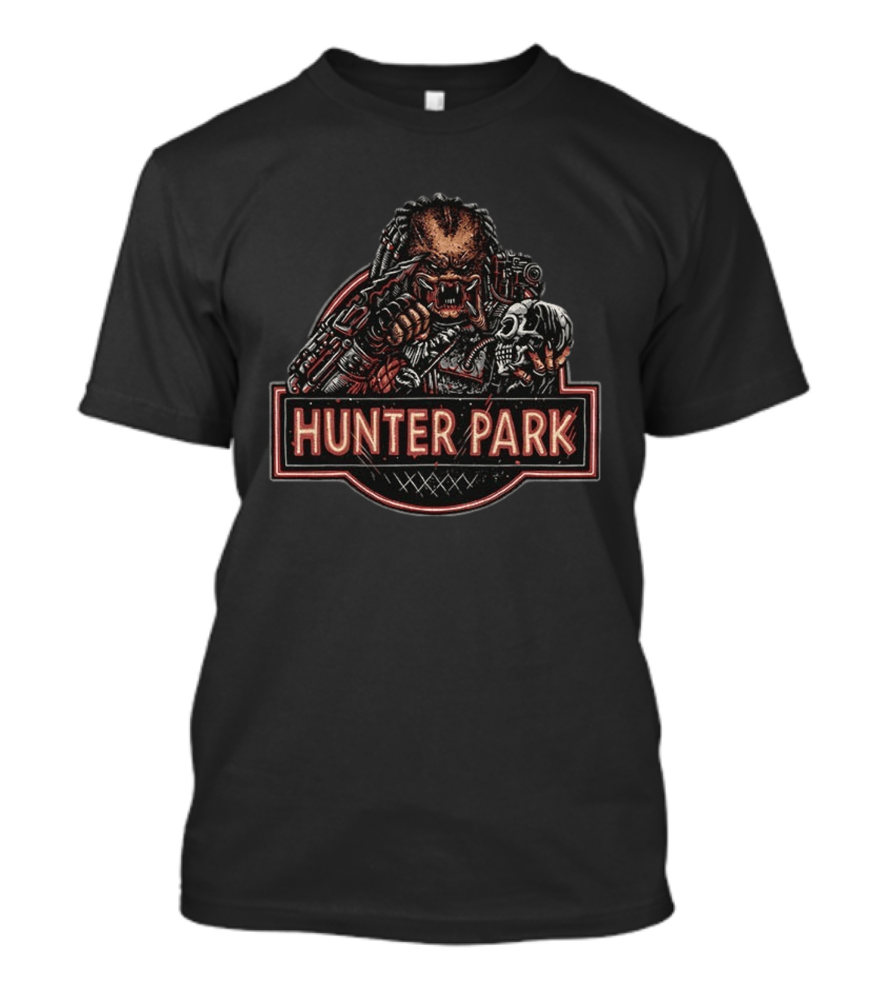 HUNTER PARK Predator Skull Hunter Battle Warrior T-Shirt