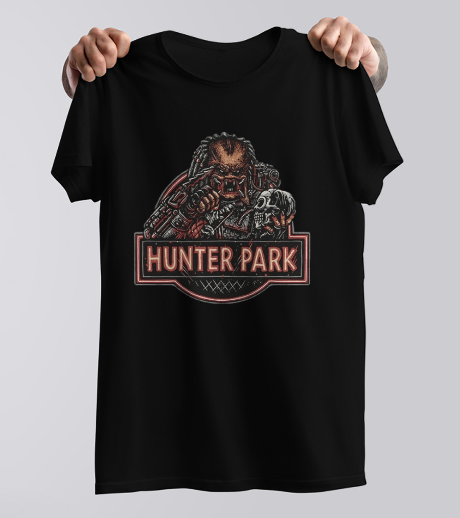 HUNTER PARK Predator Skull Hunter Battle Warrior T-Shirt