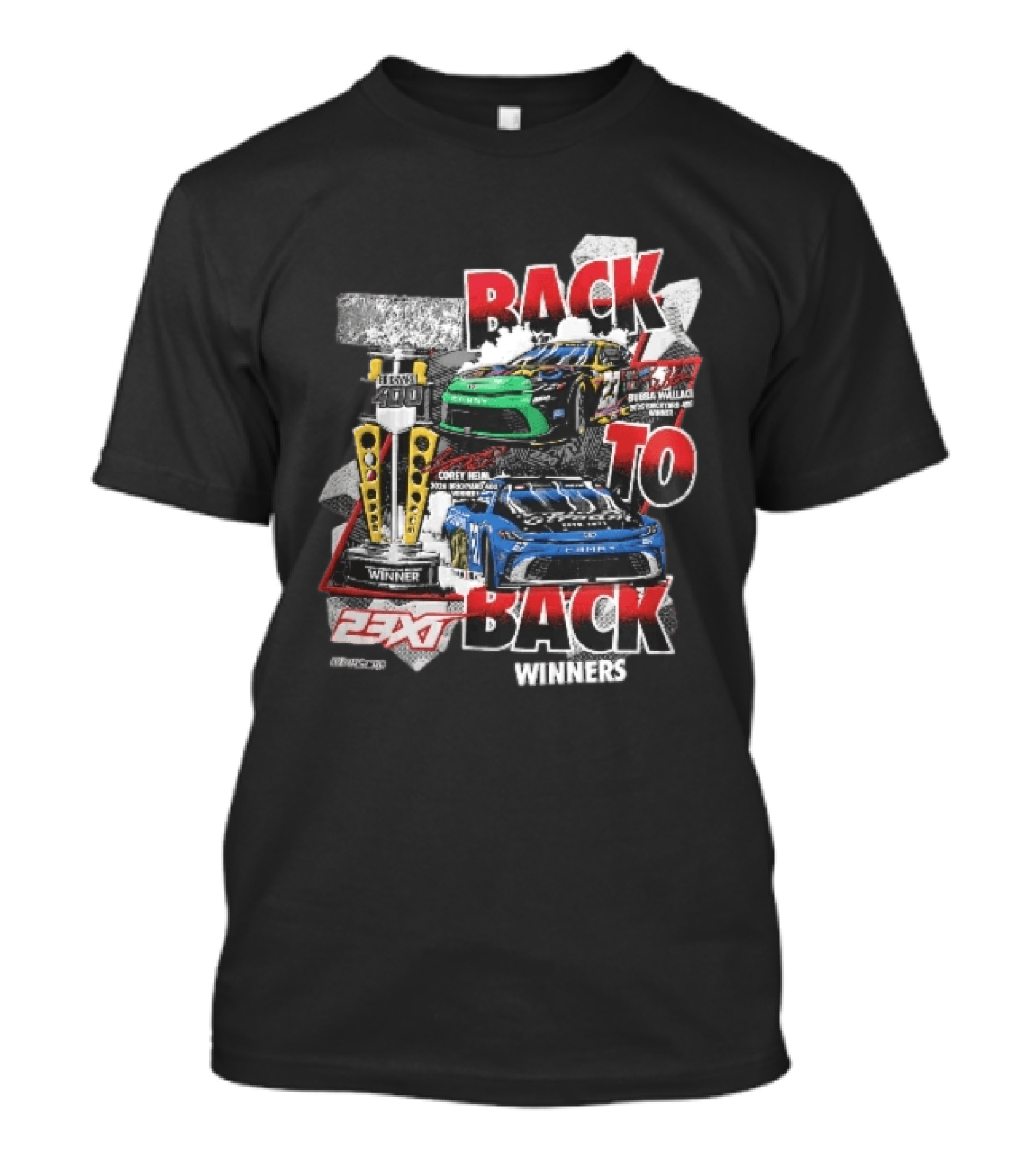 23XI NASCAR Back To Back Winners Bubba Wallace Corey Heim Brickyard 400 Race Cars Trophy 2025 2026 T-Shirt