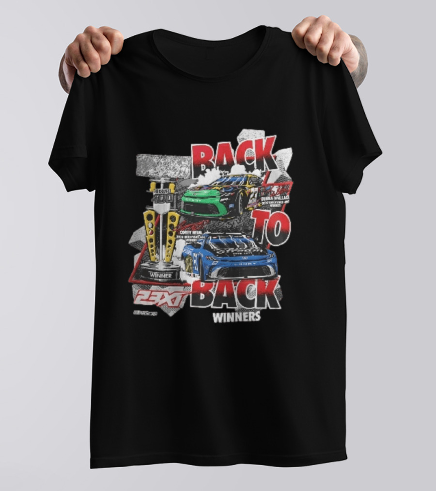 23XI NASCAR Back To Back Winners Bubba Wallace Corey Heim Brickyard 400 Race Cars Trophy 2025 2026 T-Shirt