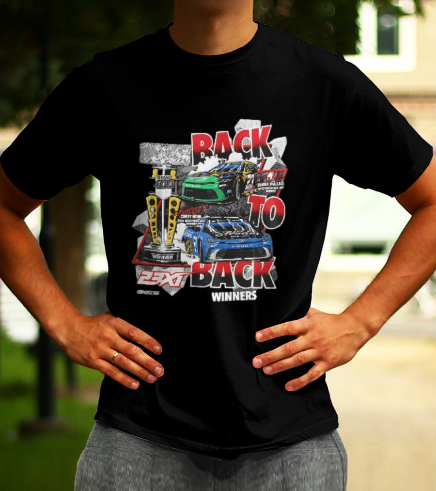23XI NASCAR Back To Back Winners Bubba Wallace Corey Heim Brickyard 400 Race Cars Trophy 2025 2026 T-Shirt
