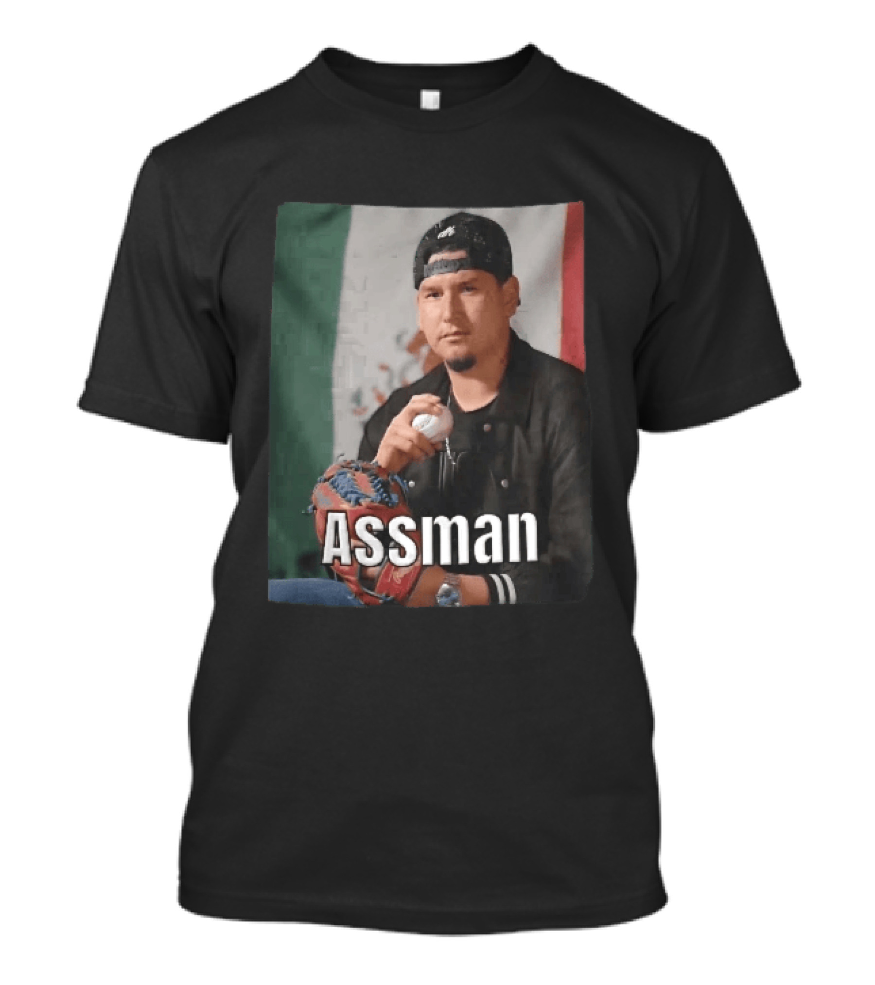 Assman Baseball Pitcher Holding Ball With Mexican Flag T-Shirt