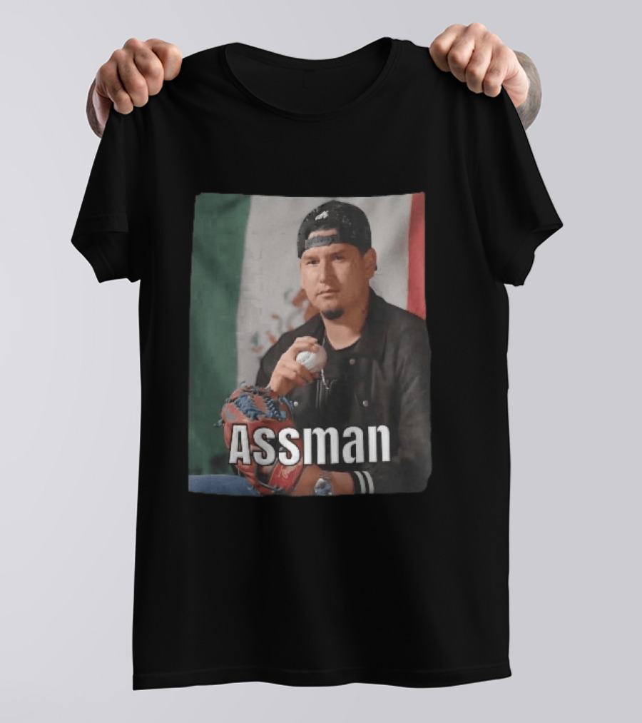 Assman Baseball Pitcher Holding Ball With Mexican Flag T-Shirt