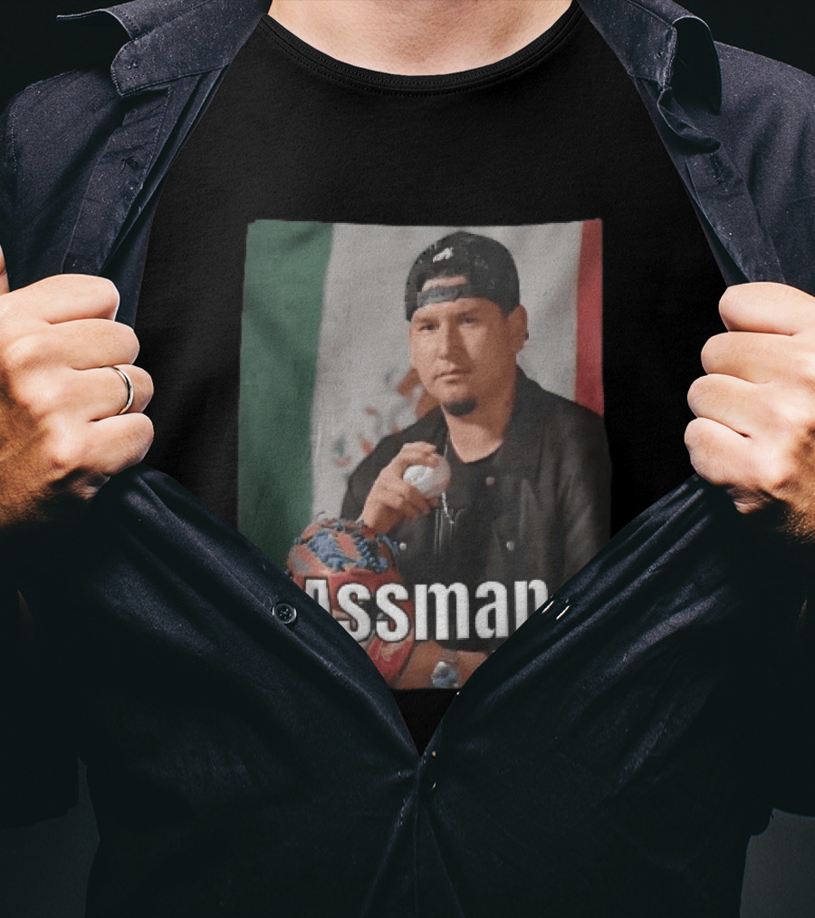 Assman Baseball Pitcher Holding Ball With Mexican Flag T-Shirt