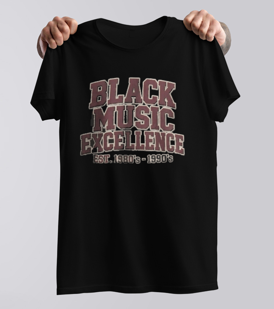 Black Music Excellence EST 1980s 1990s Varsity Block Lettering T-Shirt