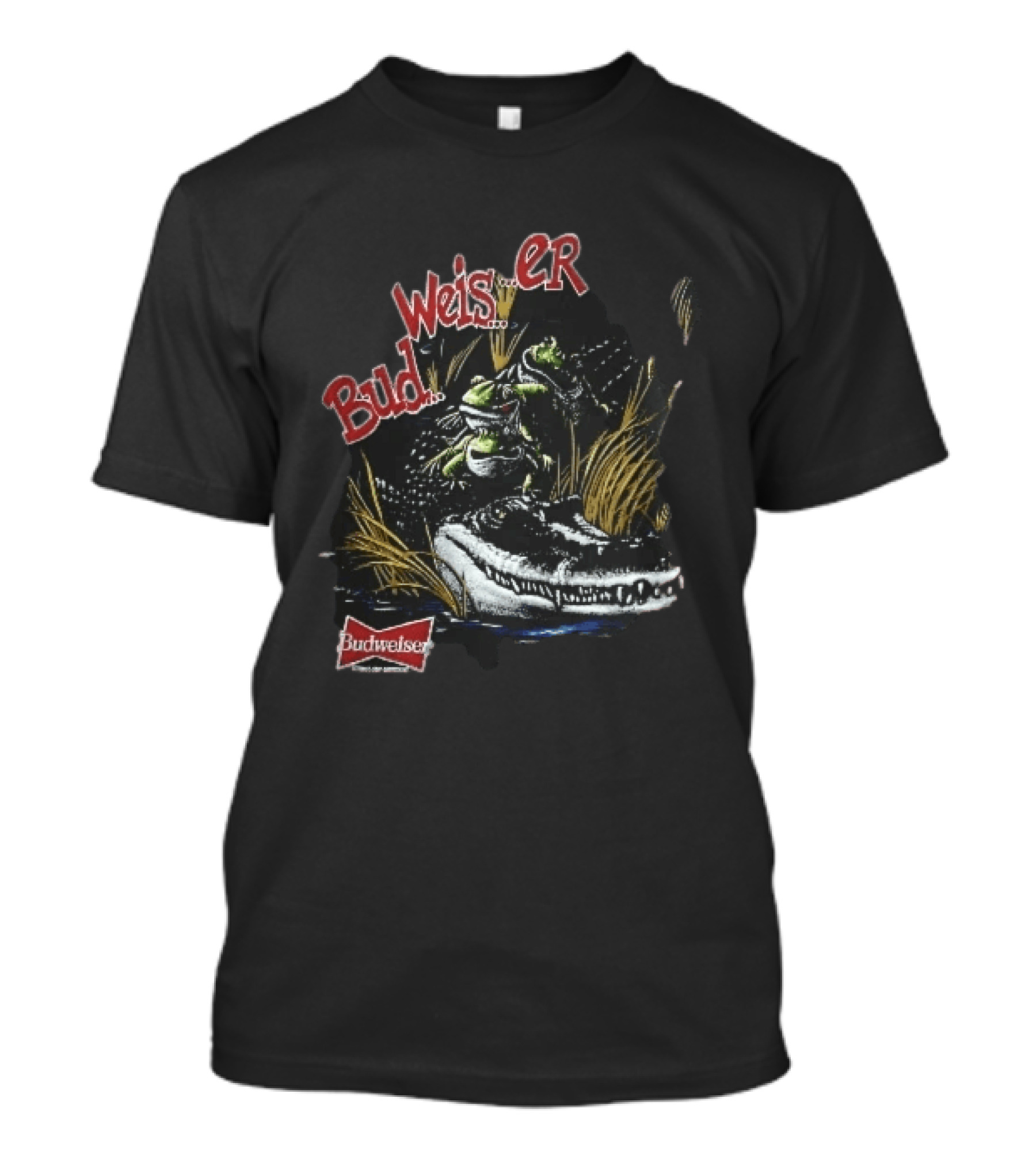 Budweiser Bud Weis Er Frogs On Alligator Swamp Grass King Of Beers T-Shirt