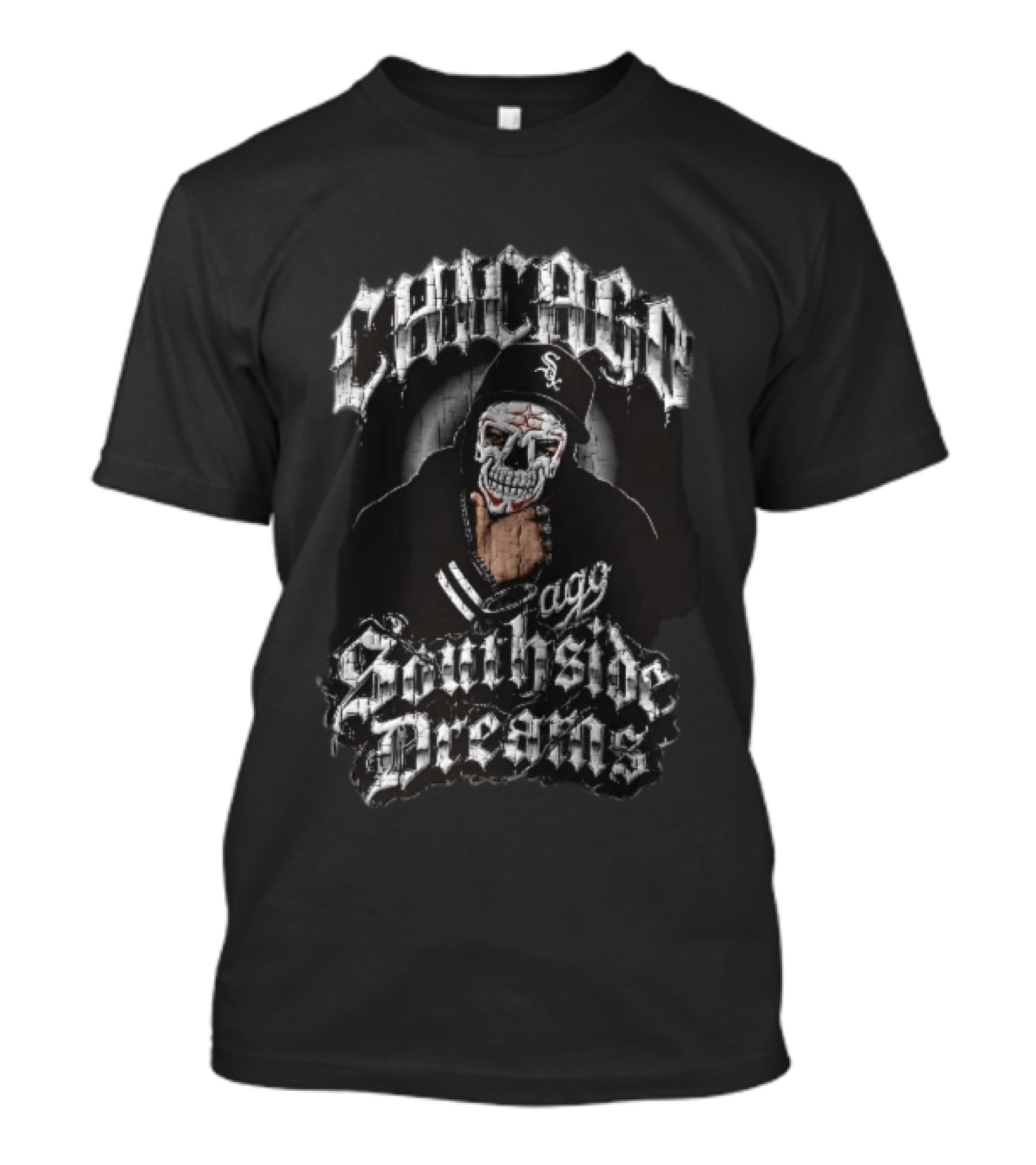 Chicago White Sox Southside Dreams Skull Mask Hooded Figure Barbed Wire T-Shirt