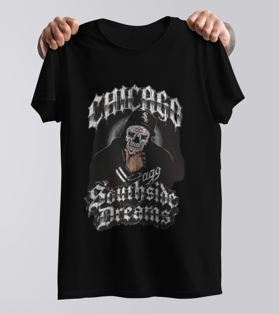 Chicago White Sox Southside Dreams Skull Mask Hooded Figure Barbed Wire T-Shirt